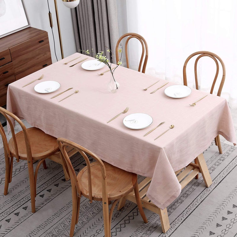 maxmill Lux Faux Linen Tablecloth with Slubby Yarn Textured Weaves Wrinkle Resistant Anti-Shrink Soft Table Cloth for Kitchen Dining Restaurant Tabletop Rectangle 60 x 120 Inch Blush - Image 3